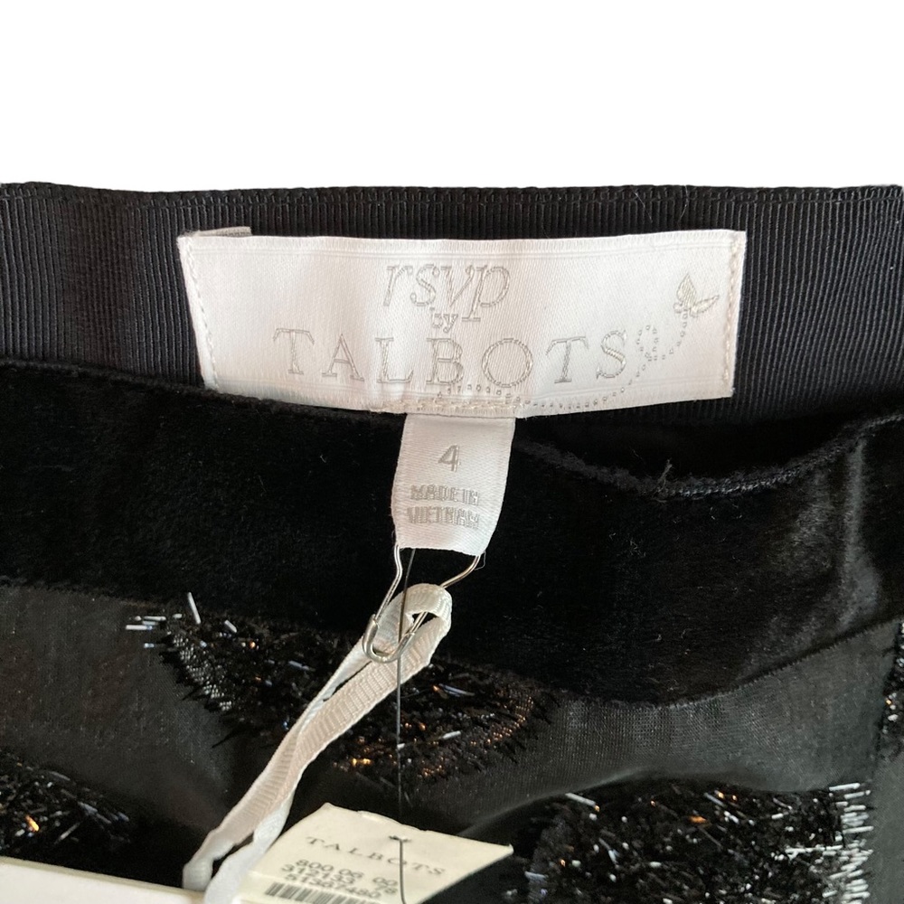 NWT RSVP by Talbots black A-line midi skirt with textured polka dots, Sz 4 - Picture 11 of 14